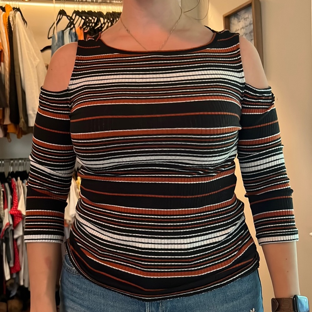 Free People cold shoulder stripe top